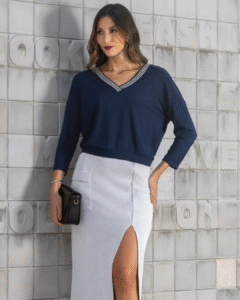 Blusa ML Decote em V